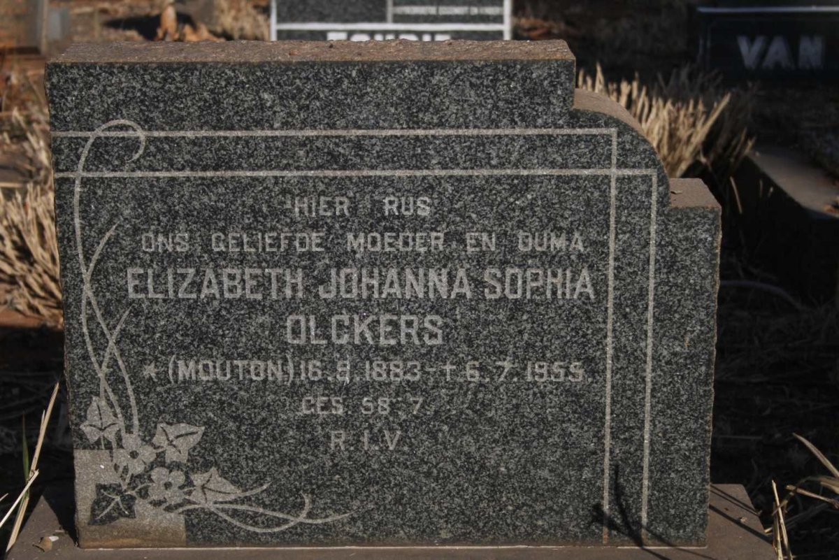 OLCKERS Elizabeth Johanna Sophia nee MOUTON 1883-1955