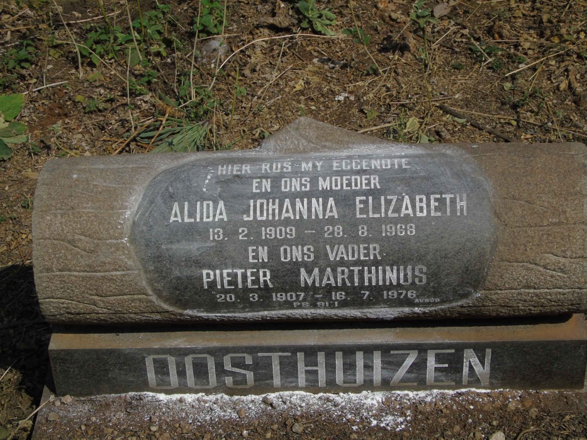 OOSTHUIZEN Pieter Marthinus 1907-1976 &amp; Alida Johanna Elizabeth 1909-1968