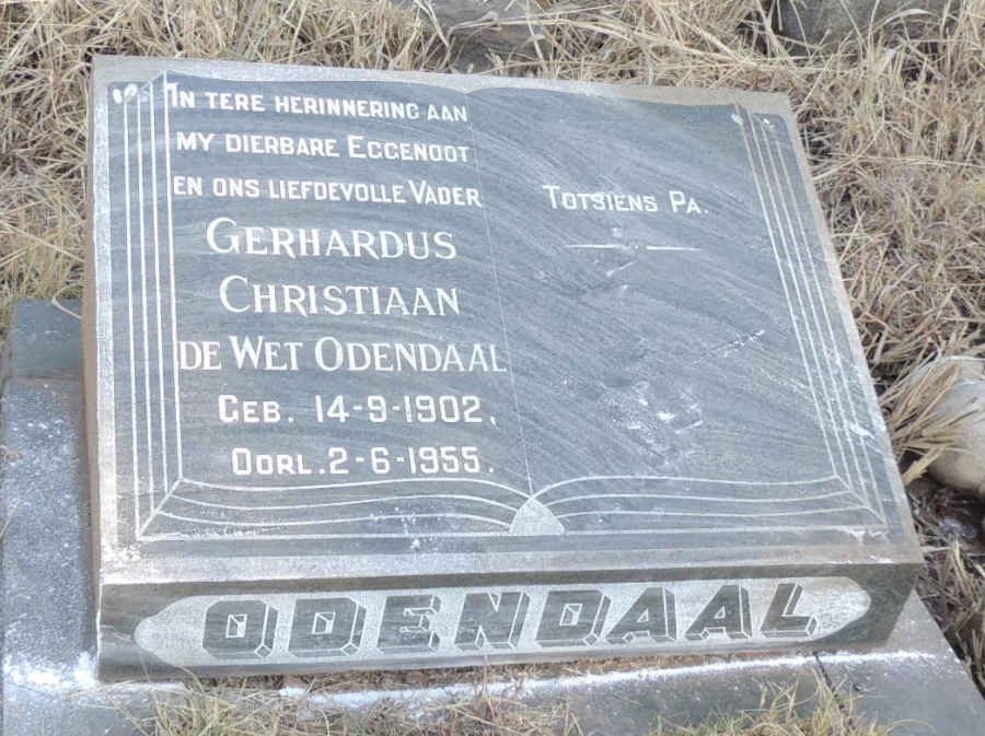 ODENDAAL Gerhardus Christiaan De Wet 1902-1955