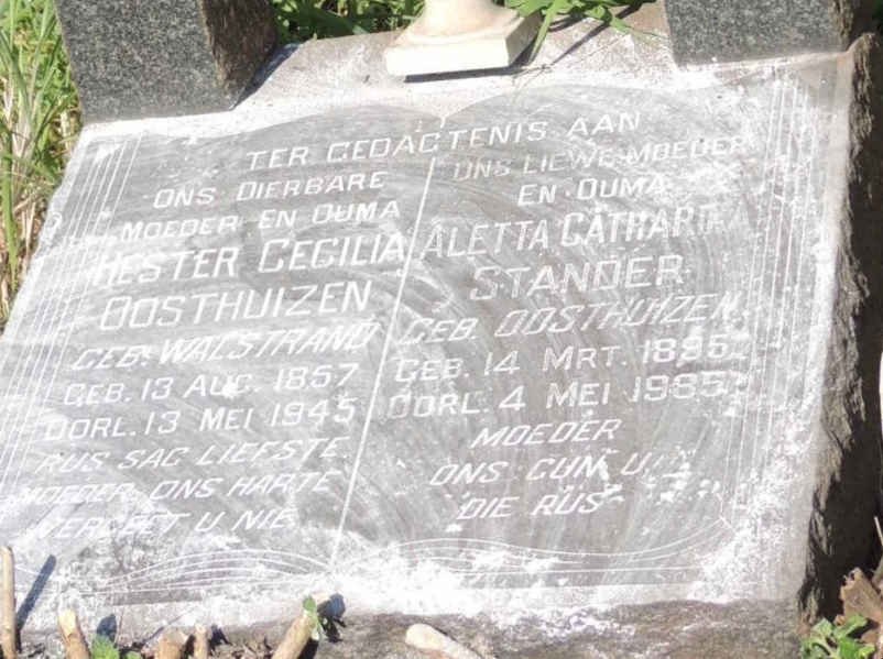 OOSTHUIZEN Hester Cecilia nee WALSTRAND 1857-1945 :: STANDER Aletta Catharina nee OOSTHUIZEN 1895-1985 