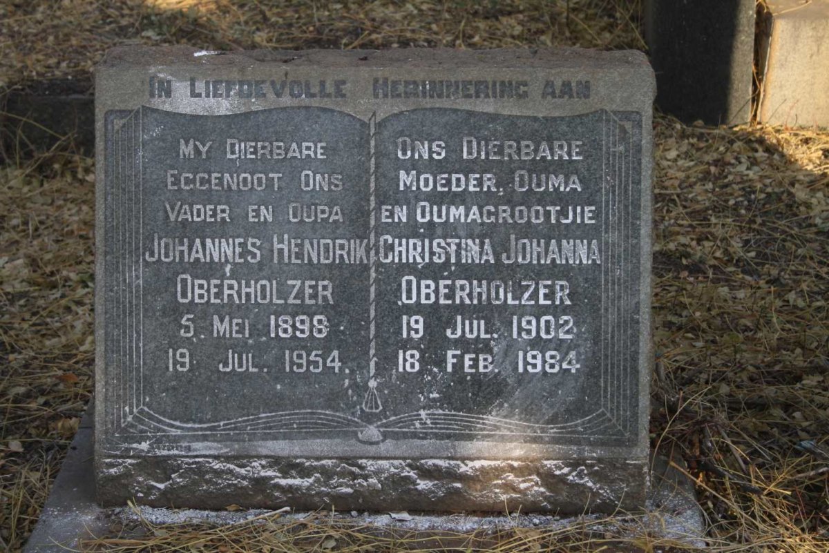 OBERHOLZER Johannes Hendrik 1898-1954 & Christina Johanna 1902-1984