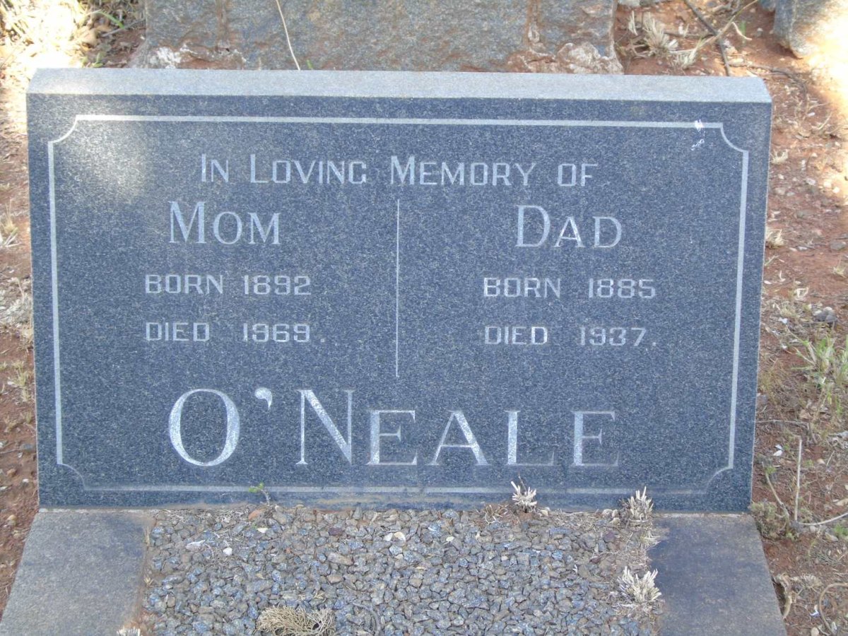 O'NEALE Dad 1885-1937 & Mom 1892-1969