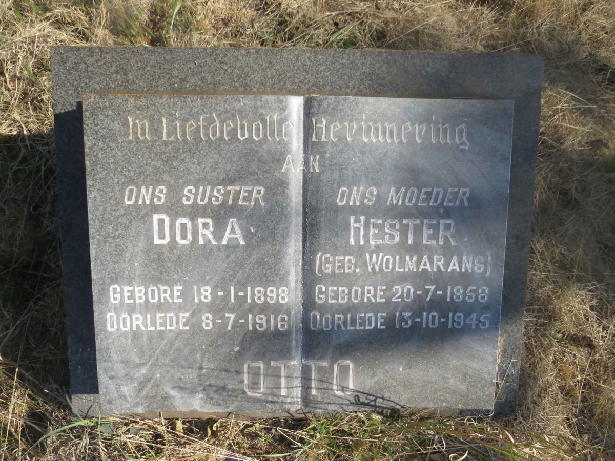 OTTO Hester nee WOLMARANS 1858-1945 :: OTTO Dora 1898-1916