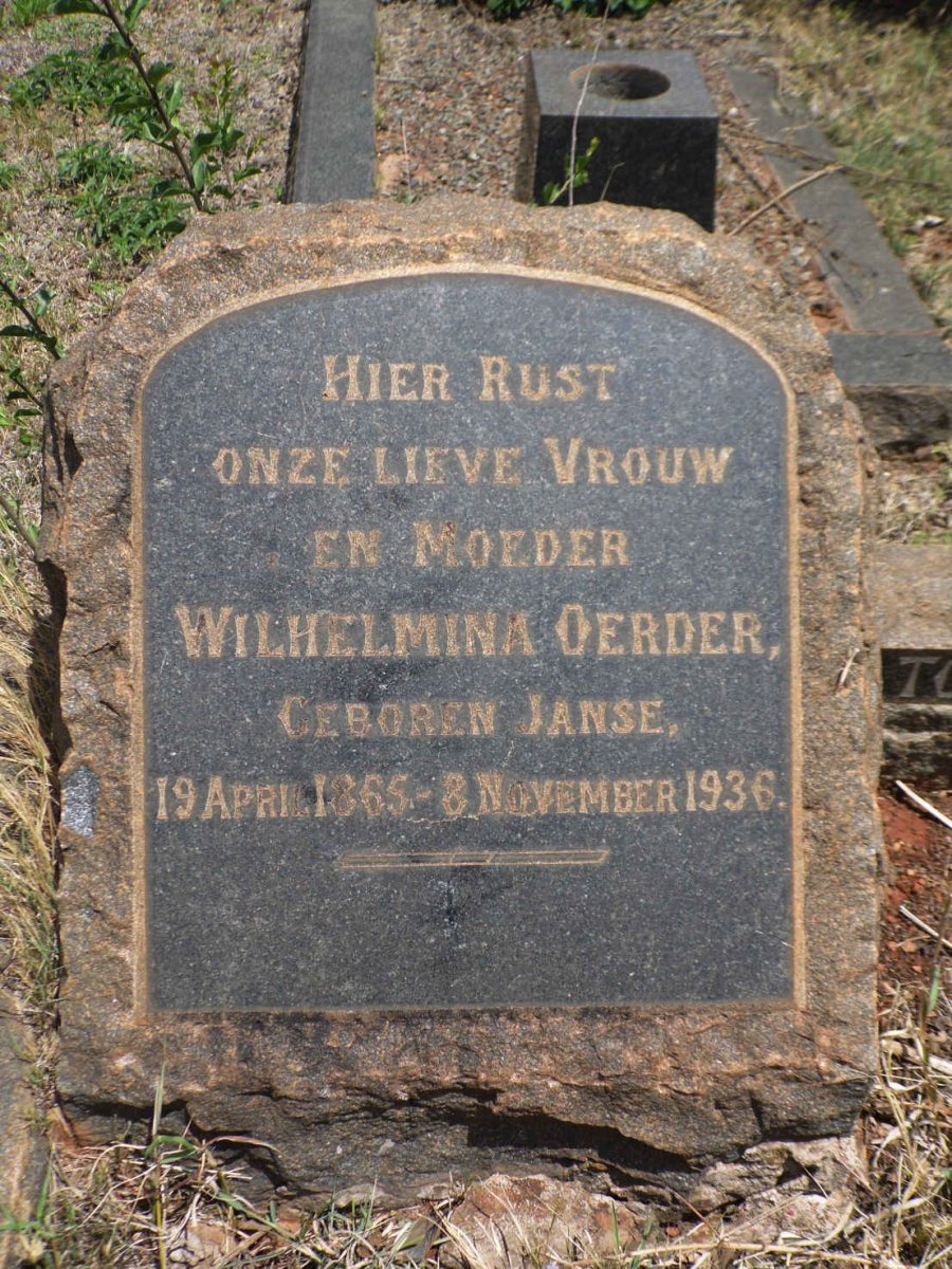 OERDER Wilhelmina nee JANSE 1865-1936