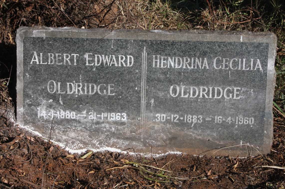 OLDRIDGE Albert Edward 1880-1963 &amp; Hendrina Cecilia 1883-1960