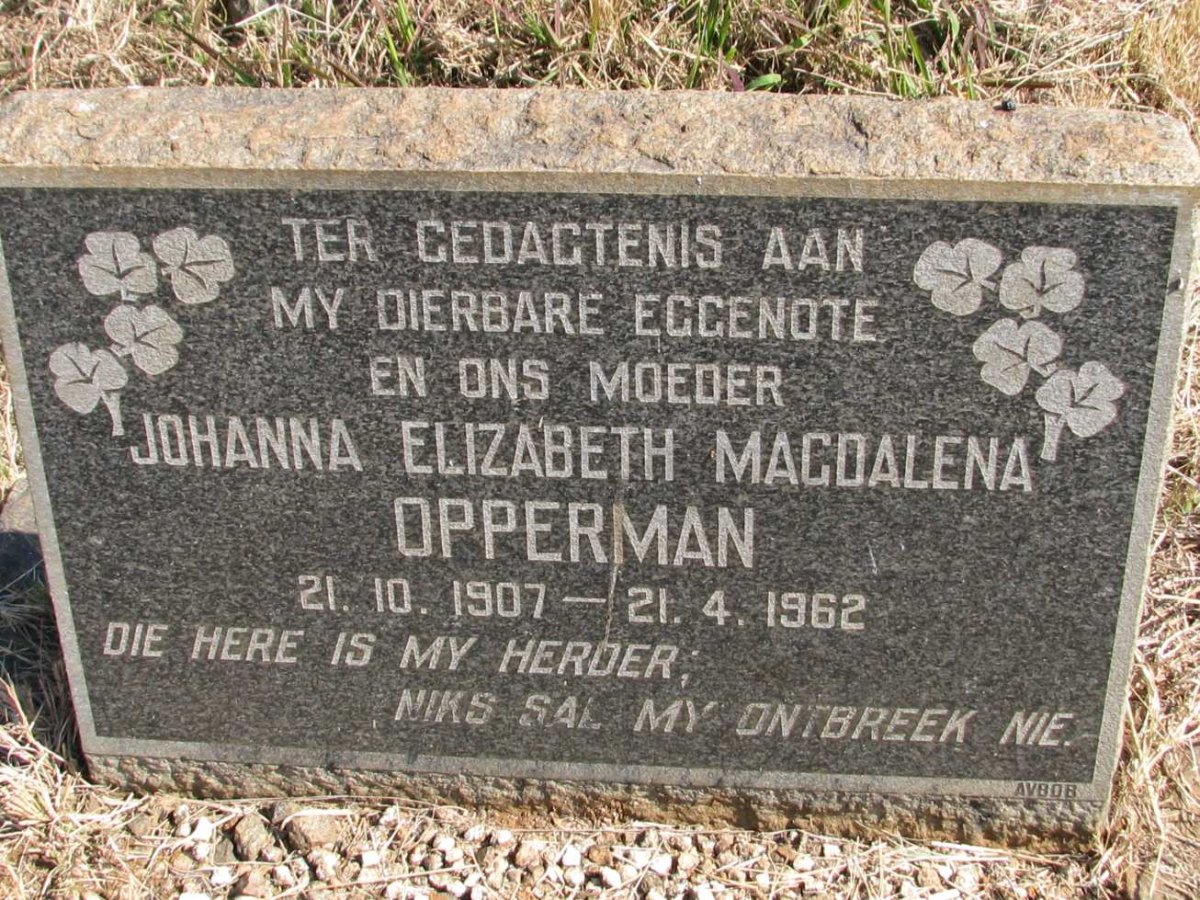 OPPERMAN Johanna Elizabeth Magdalena 1907-1962