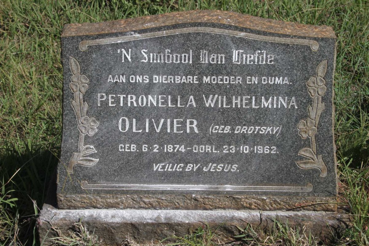 OLIVIER Petronella Wilhelmina nee DROTSKY 1874-1962