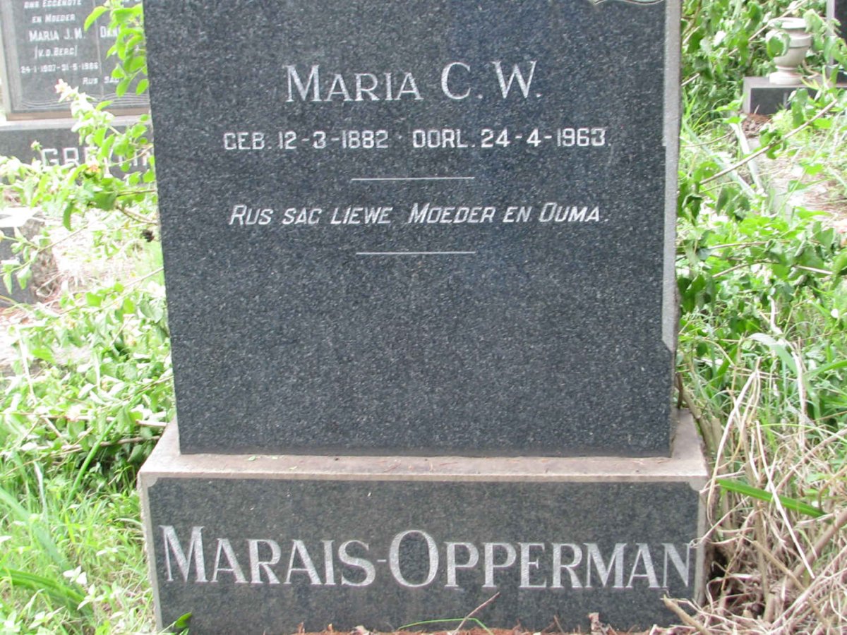 OPPERMAN Maria C.W., MARAIS- 1882-1963