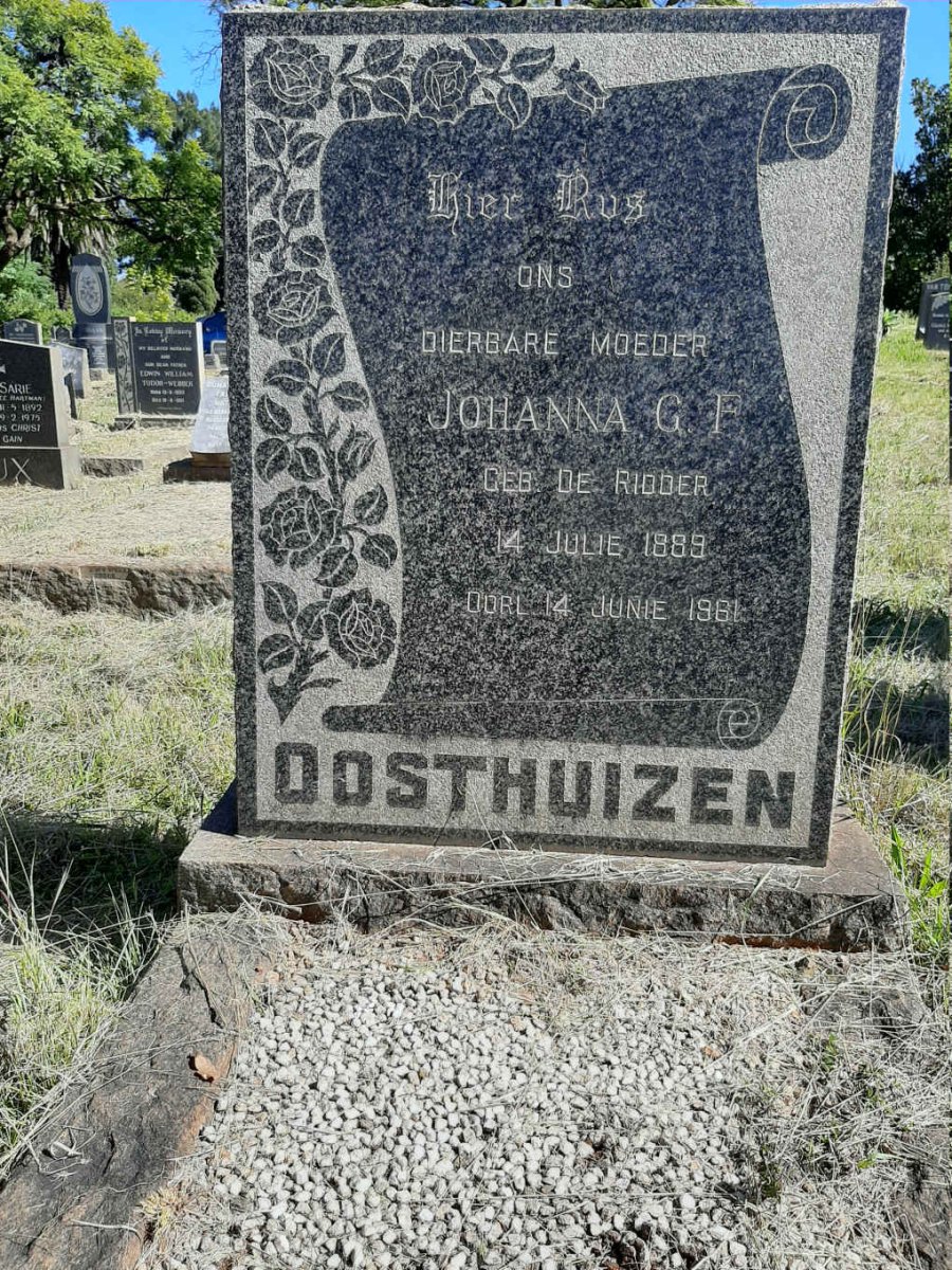 OOSTHUIZEN Johanna G.F. nee DE RIDDER 1889-1961