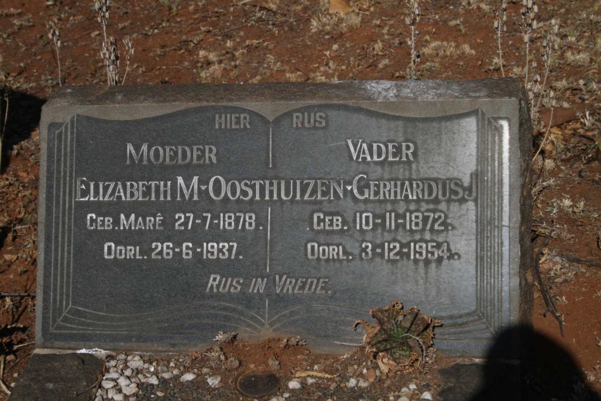 OOSTHUIZEN Gerhardus J. 1872-1954 & Elizabeth M. 1878-1937