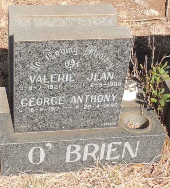 O'BRIEN George Anthony 1917-1990 & Valerie Jean 1921-1988