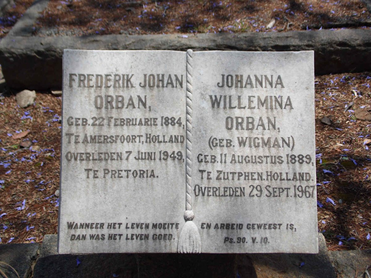 ORBAN Frederik Johan 1884-1949 &amp; Johanna Willemina WIGMAN 1889-1967