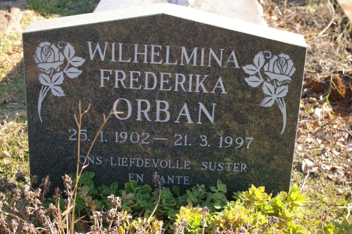 ORBAN Wilhelmina Frederika 1902-1997
