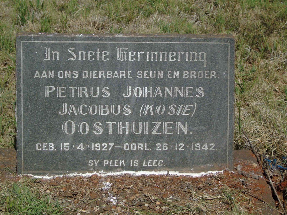 OOSTHUIZEN Petrus Johannes Jacobus 1927-1942