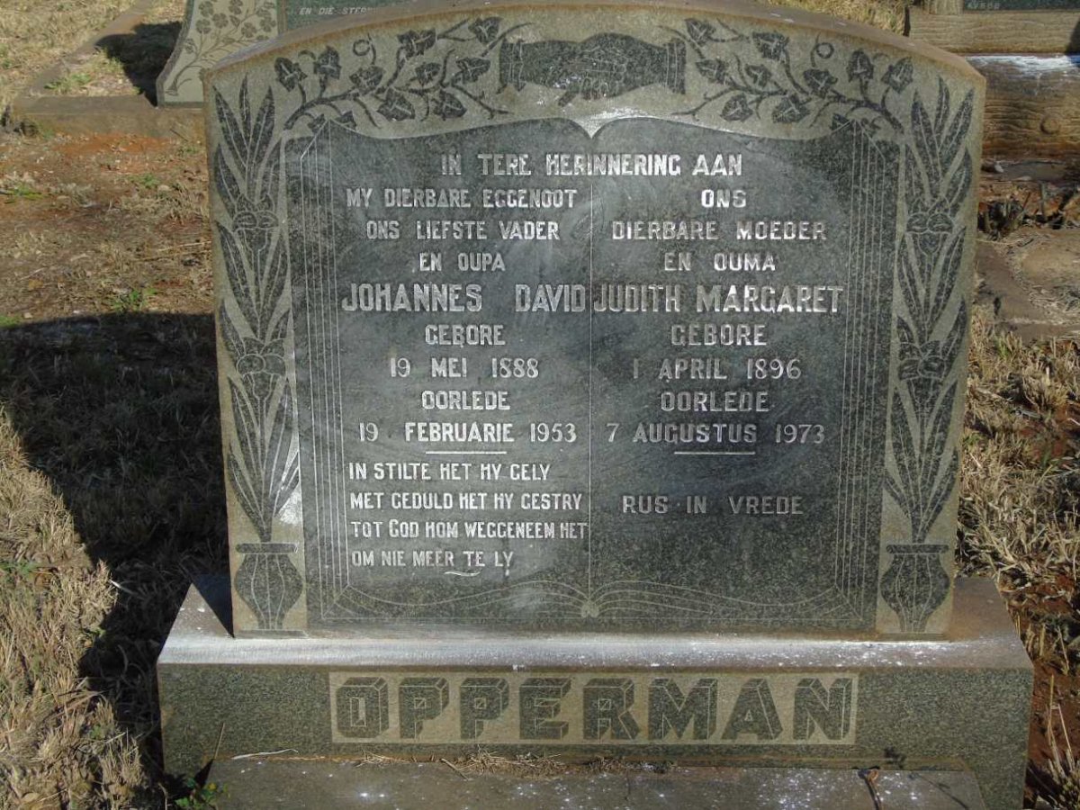 OPPERMAN Johannes David 1888-1953 & Judith Margaret 1896-1973