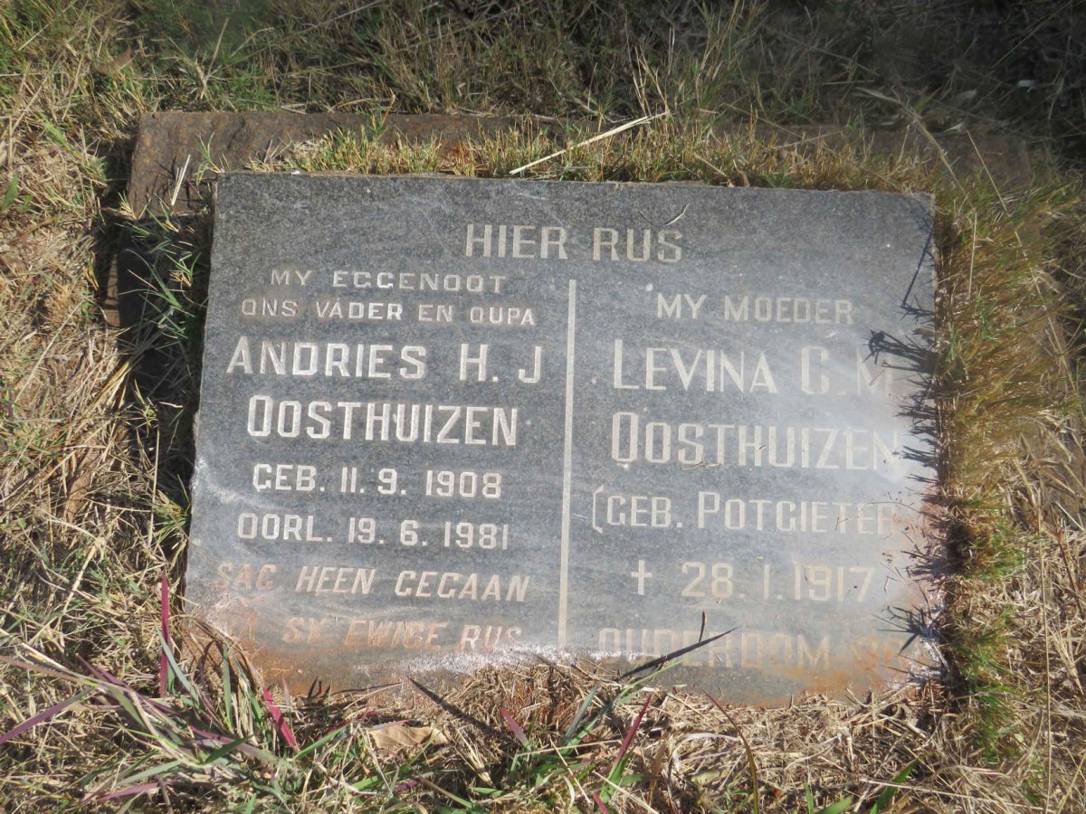 OOSTHUIZEN Andries H.J. 1908-1981 & Levina C.M. POTGIETER -1917