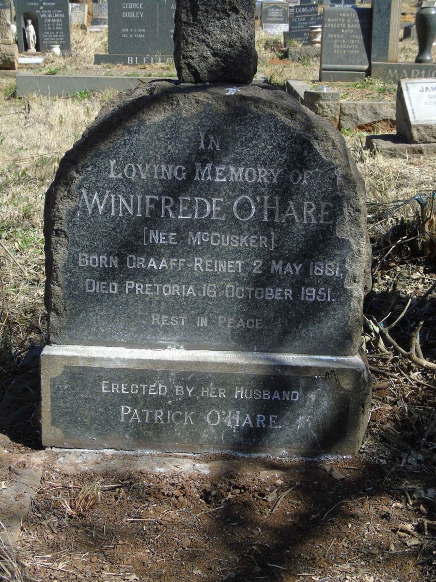 O’HARE Winifrede nee McCUSKER 1881-1951