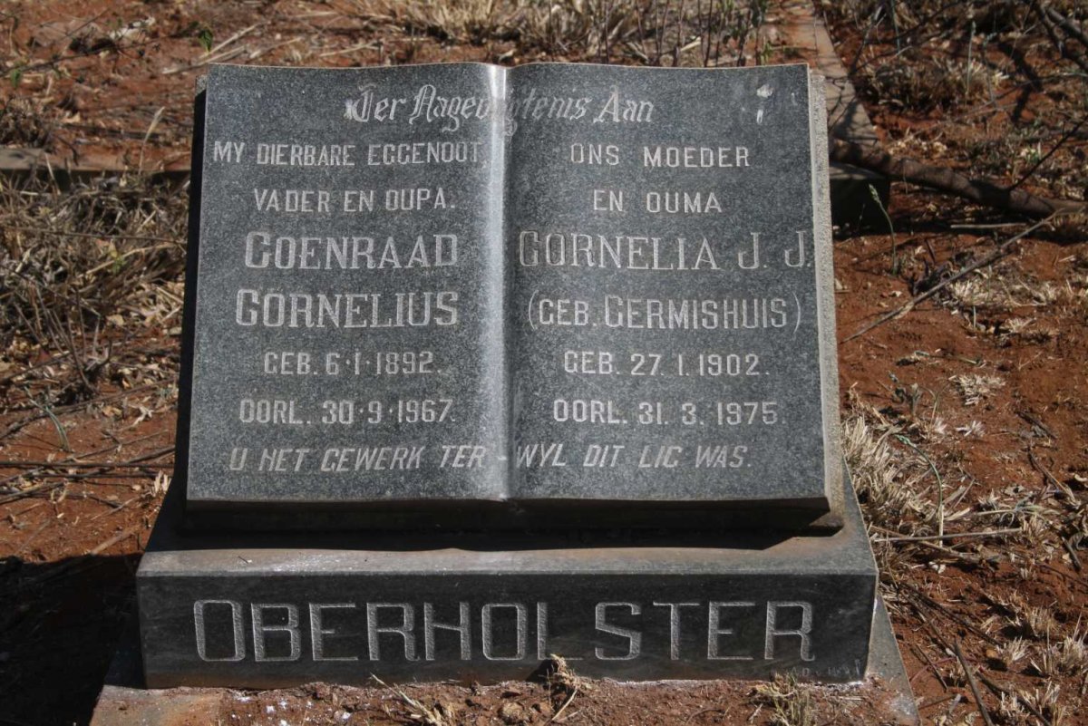 OBERHOLSTER Coenraad Cornelius 1892-1967 & Cornelia J.J. GERMISHUIS 1902-1975
