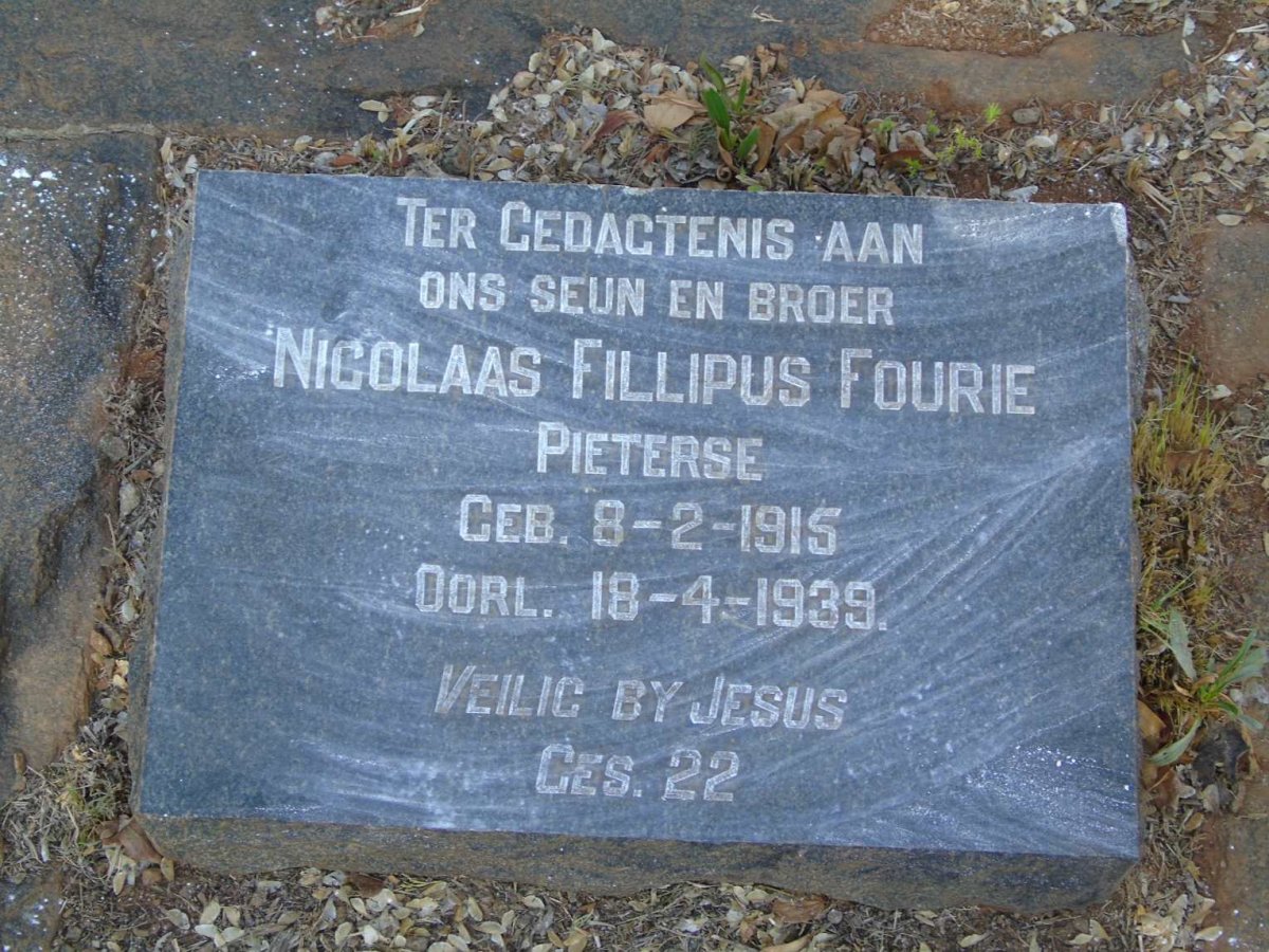 PIETERSE Nicolaas Fillipus Fourie 1915-1939