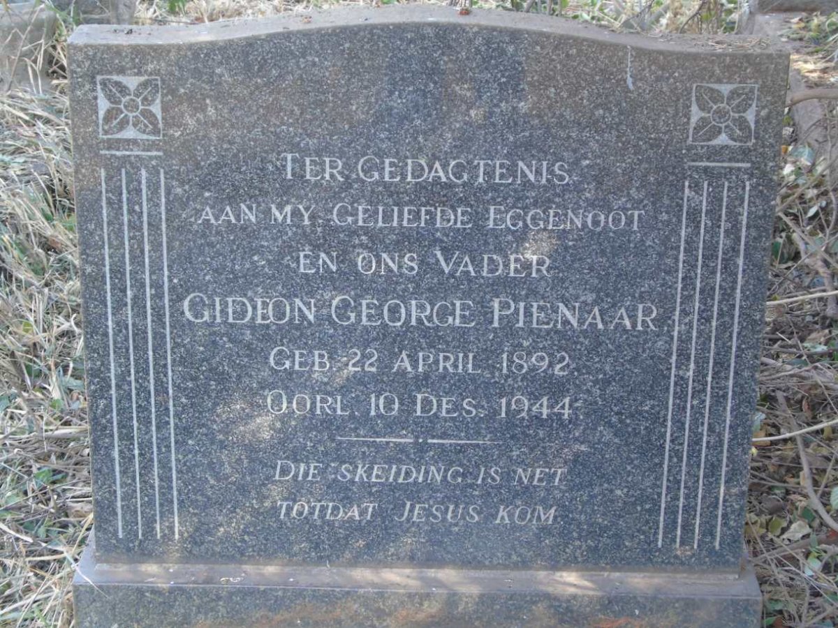 PIENAAR Gideon George 1892-1944