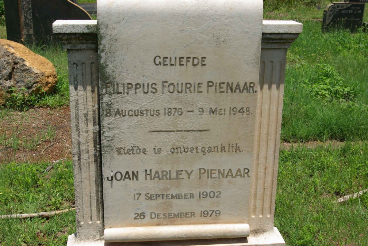 PIENAAR Filippus Fourie 1876-1948 &amp; Joan Harley 1902-1979