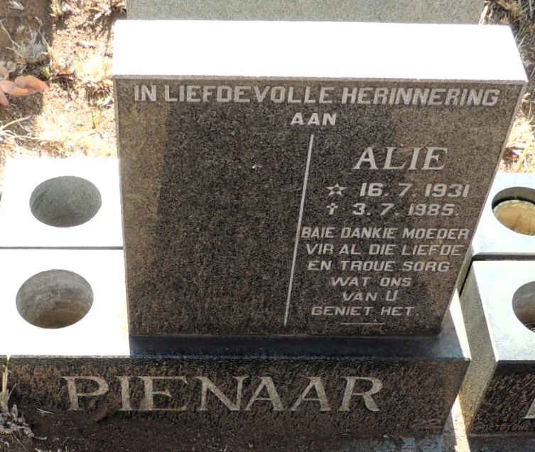 PIENAAR Alie 1931-1985