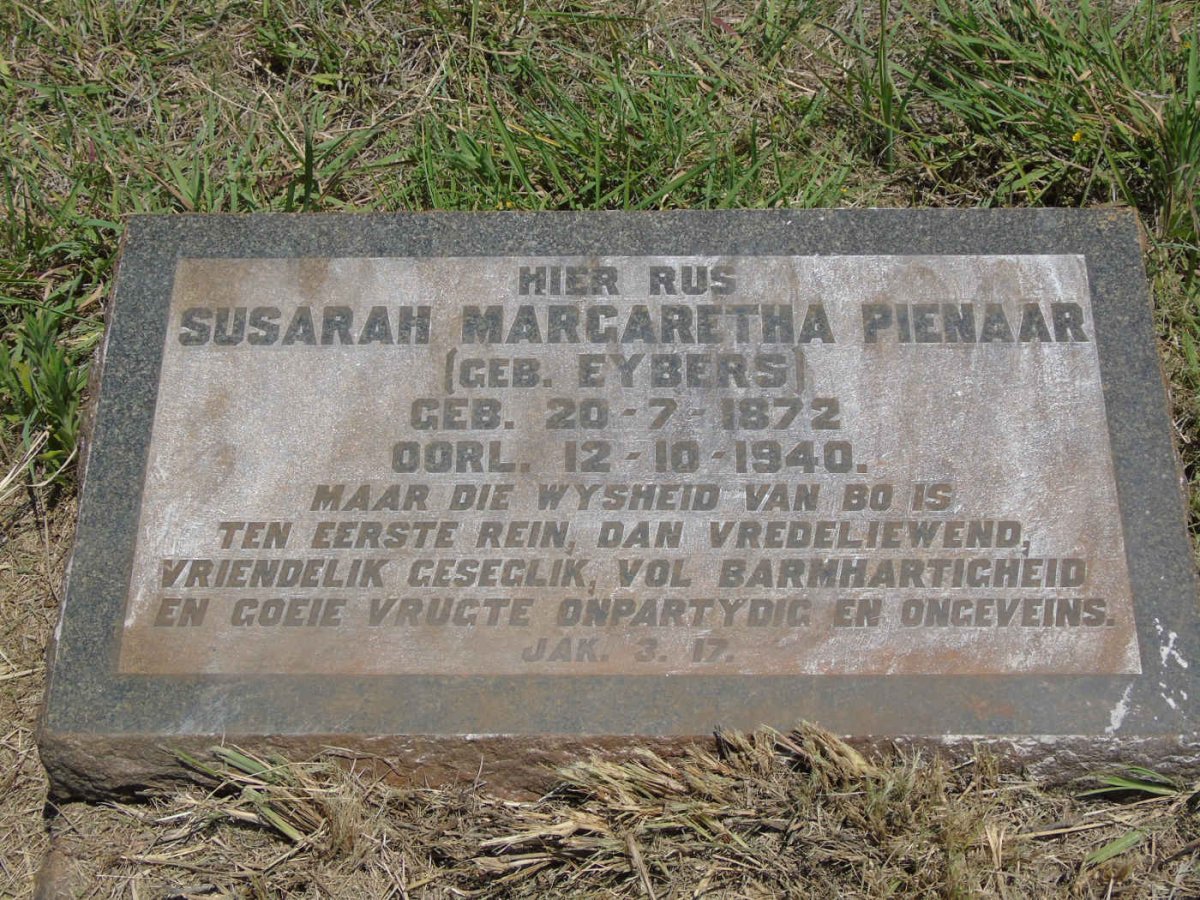 PIENAAR Susarah Margaretha nee EYBERS 1872-1940