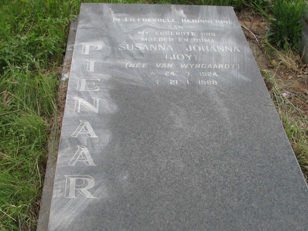 PIENAAR Susanna Johanna nee VAN WYNGAARDT 1924-1988