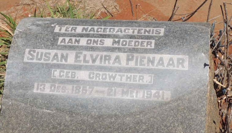 PIENAAR Susan Elvira nee CROWTHER 1857-1941