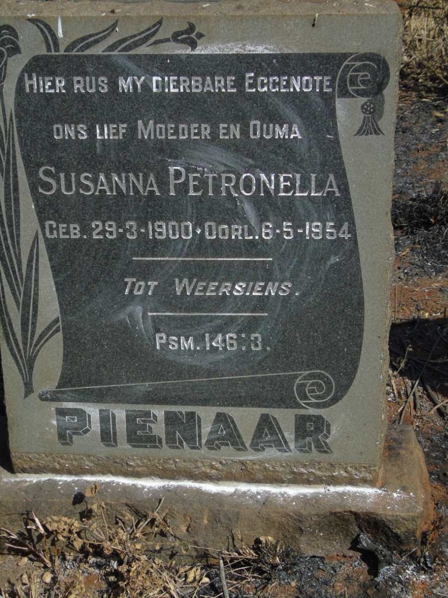 PIENAAR Susanna Petronella 1900-1954