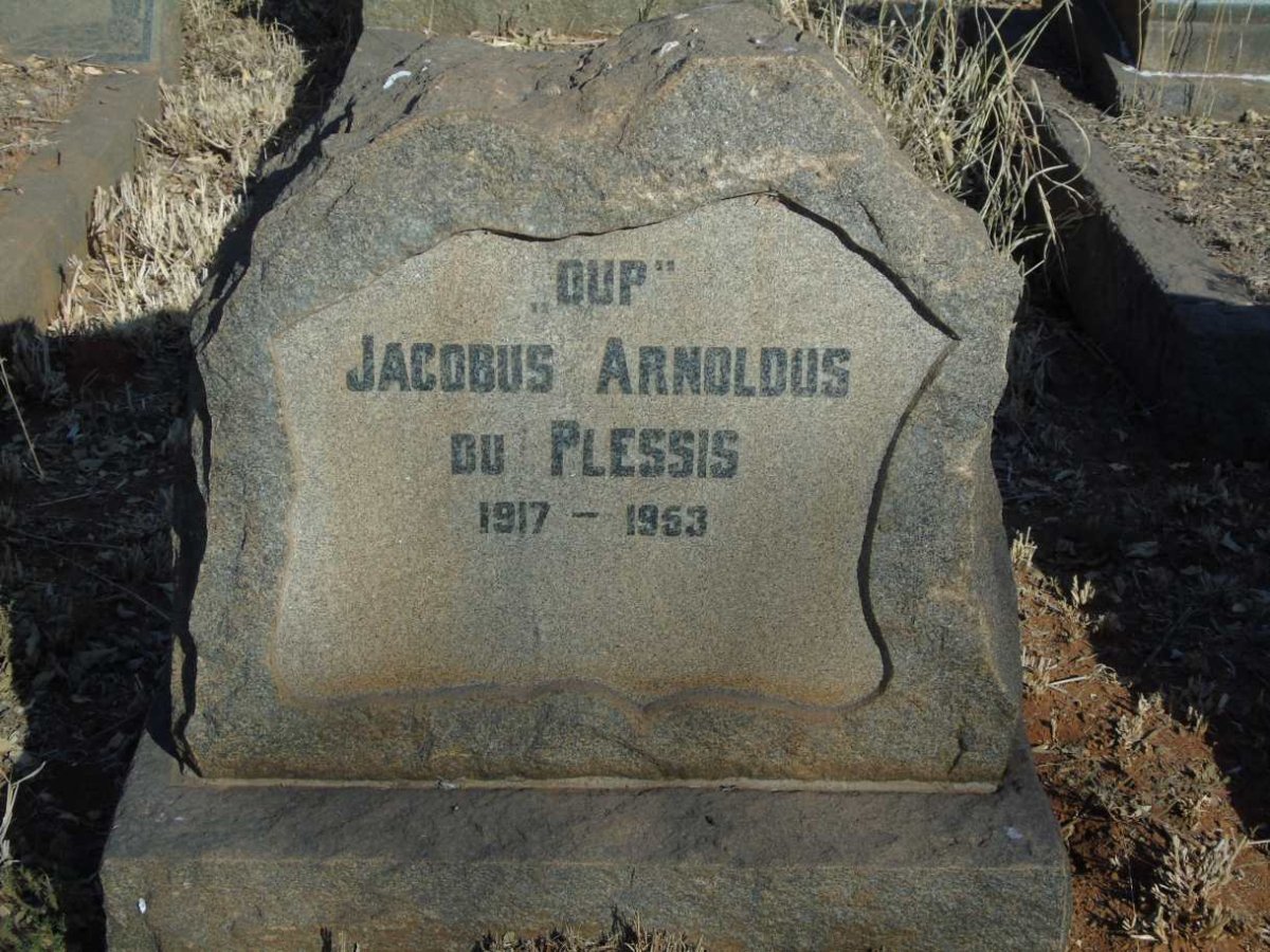 PLESSIS Jacobus Arnoldus, du 1917-1953
