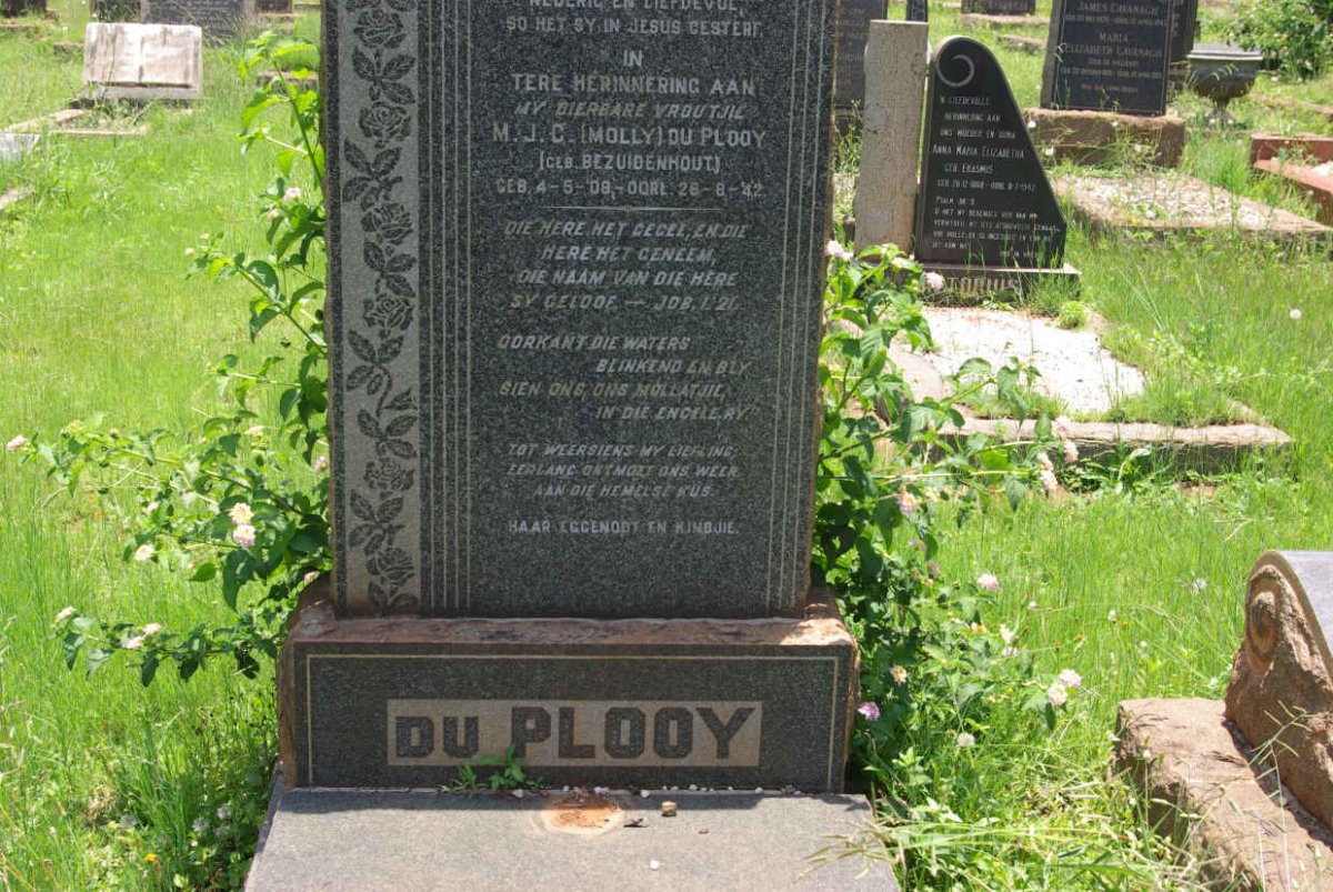 PLOOY M.J.C., du nee BEZUIDENHOUT 1908-1942