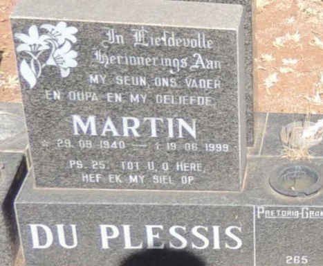 PLESSIS Martin, du 1940-1999