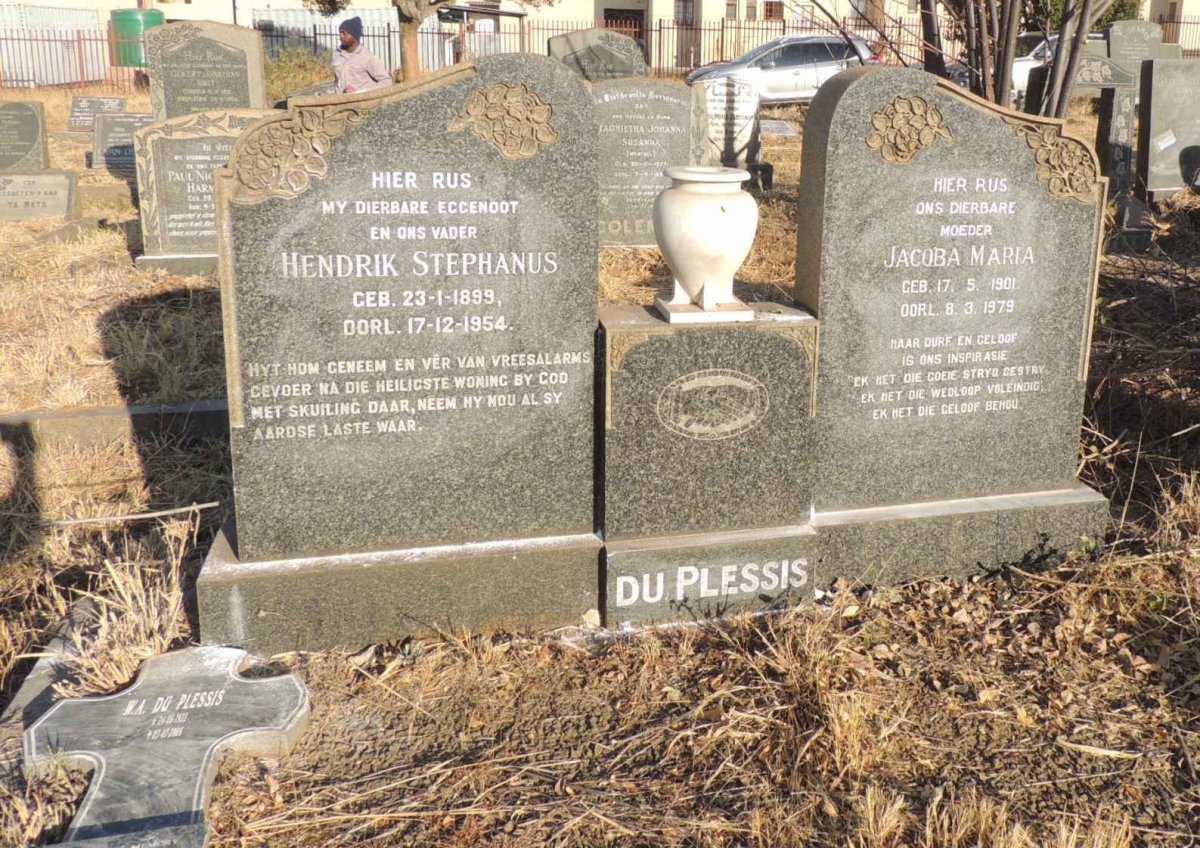 PLESSIS Hendrik Stephanus, du 1899-1954 & Jacoba Maria 1901-1979 :: DU PLESSIS W.A. 1922-2006 & Edith Maud 1922-2008