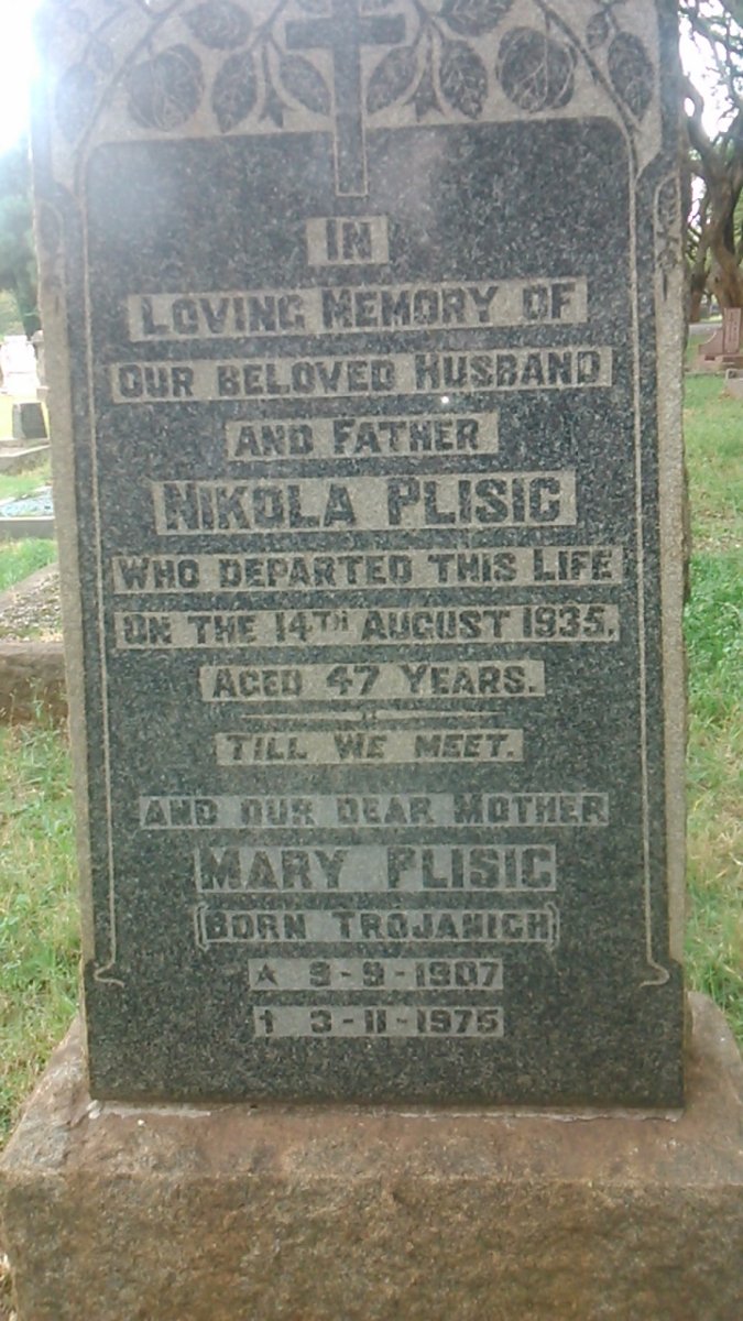 PLISIC Nikola -1935 &amp; Mary TROJANICH 1907-1975