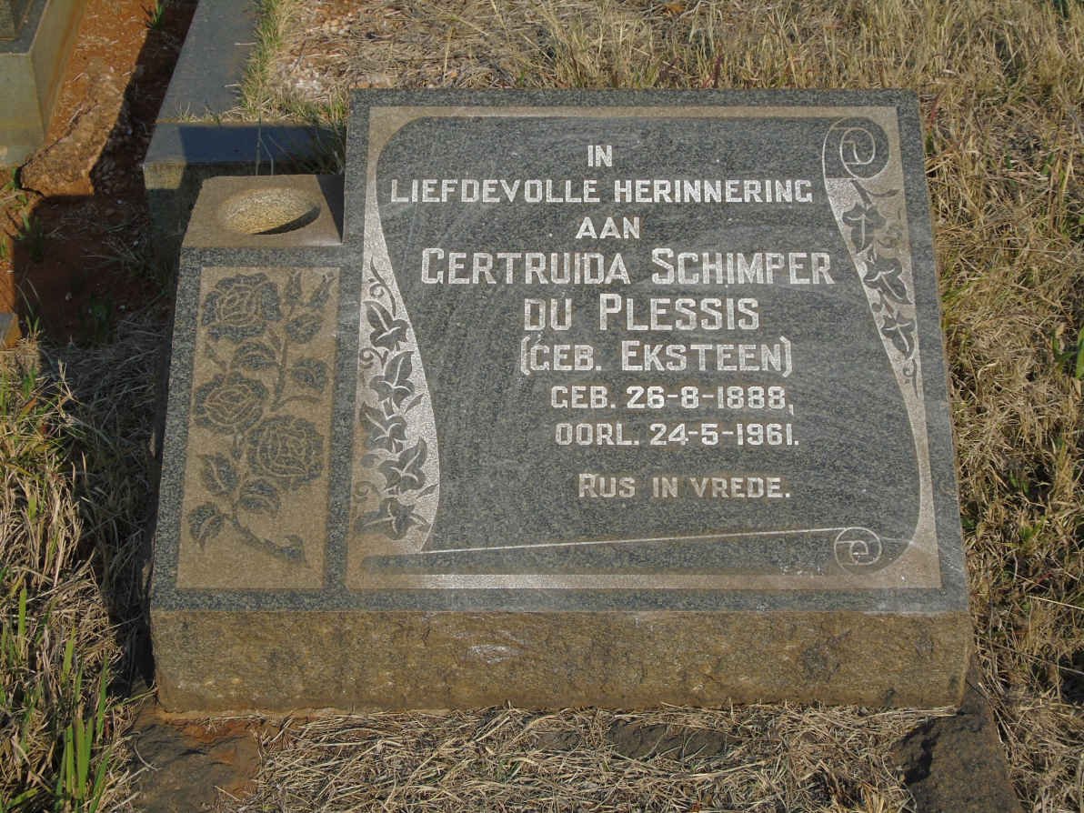 PLESSIS Gertruida Schimper, du nee EKSTEEN 1888-1961