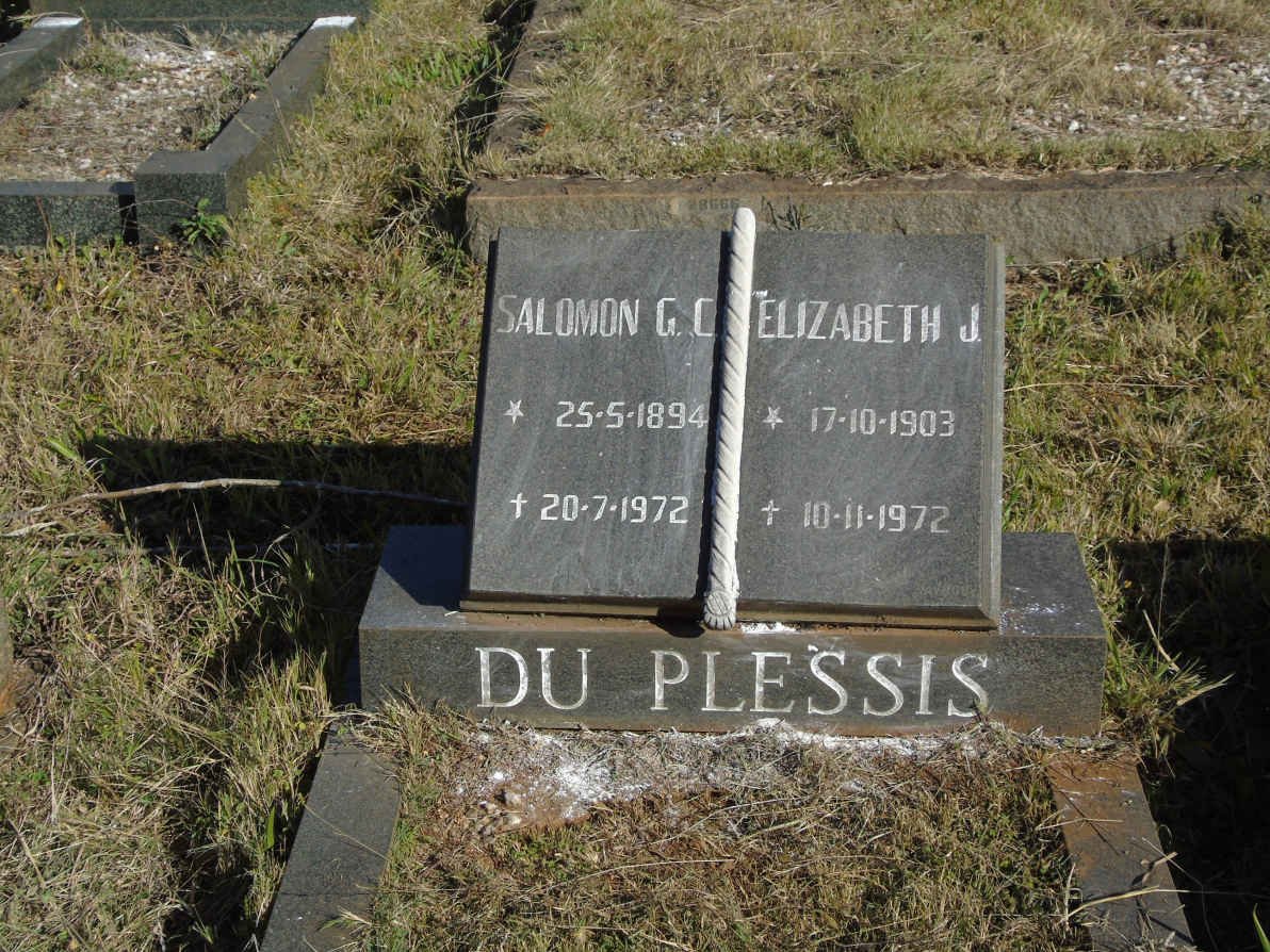 PLESSIS Salomon G.C., du 1894-1972 &amp; Elizabeth J. 1903-1972