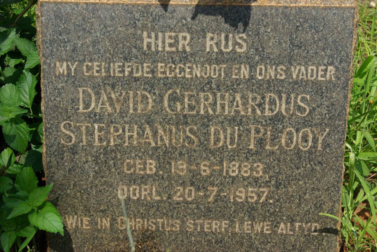 PLOOY David Gerhardus Stephanus, du 1883-1957