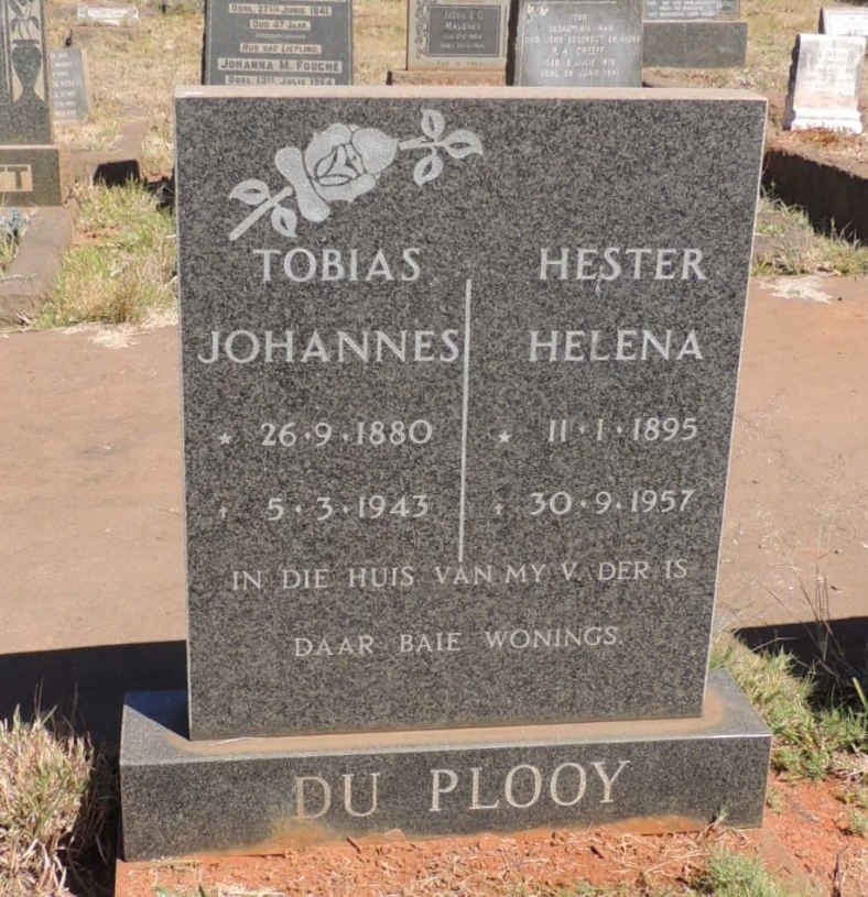 PLOOY Tobias Johannes, du 1880-1943 &amp; Hester Helena 1895-1957