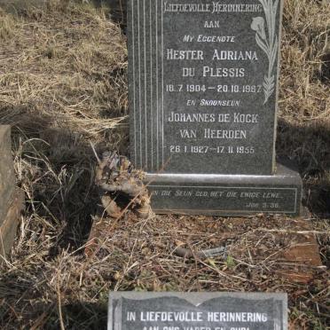 PLESSIS Hester Adriana, du 1904-1967 :: HEERDEN Johannes de Kock, van 1927-1955 :: Plessis Francois Louis, du 1895-1979