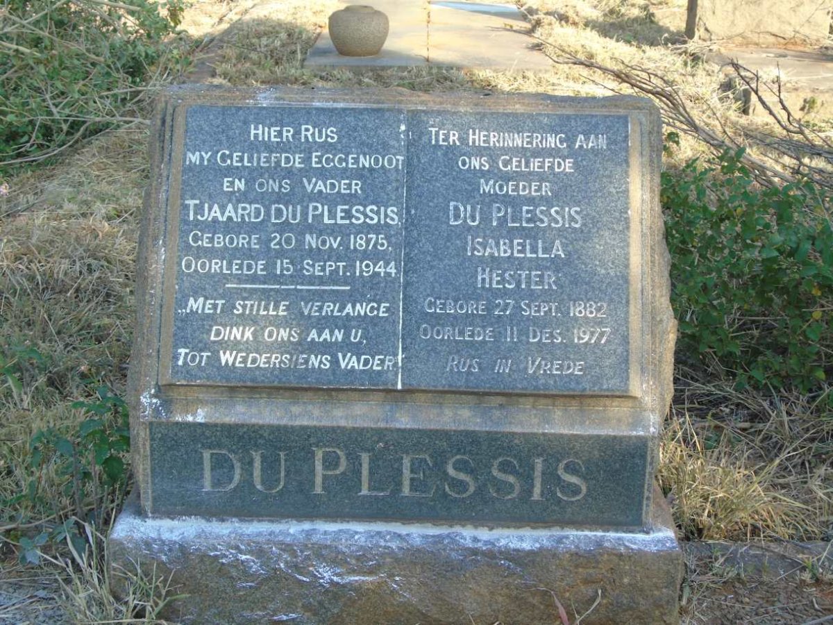 PLESSIS Tjaard, du 1875-1944 & Isabella Hester 1882-1977_2