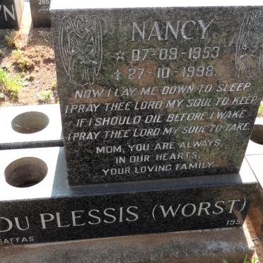 PLESSIS Nancy, du nee WORST 1953-1998