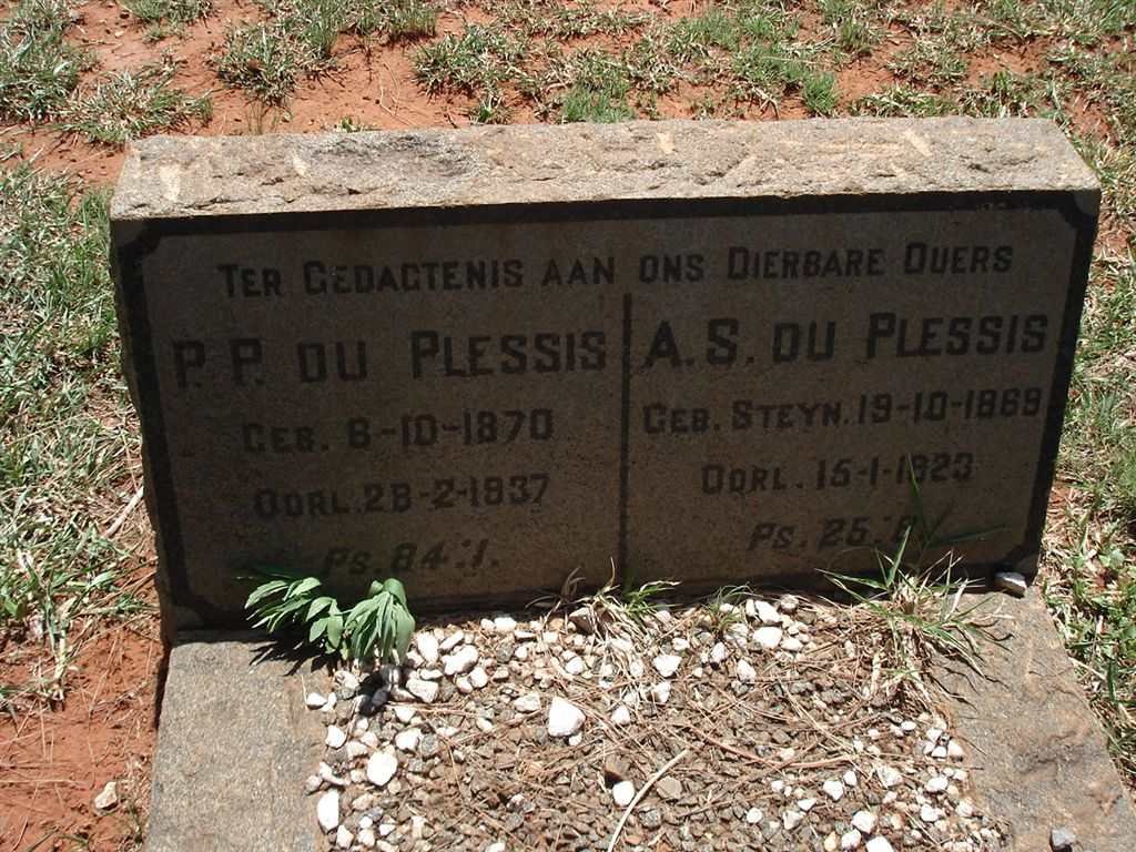 PLESSIS P.P., du 1870-1937 &amp; A.S. STEYN 1869-1923