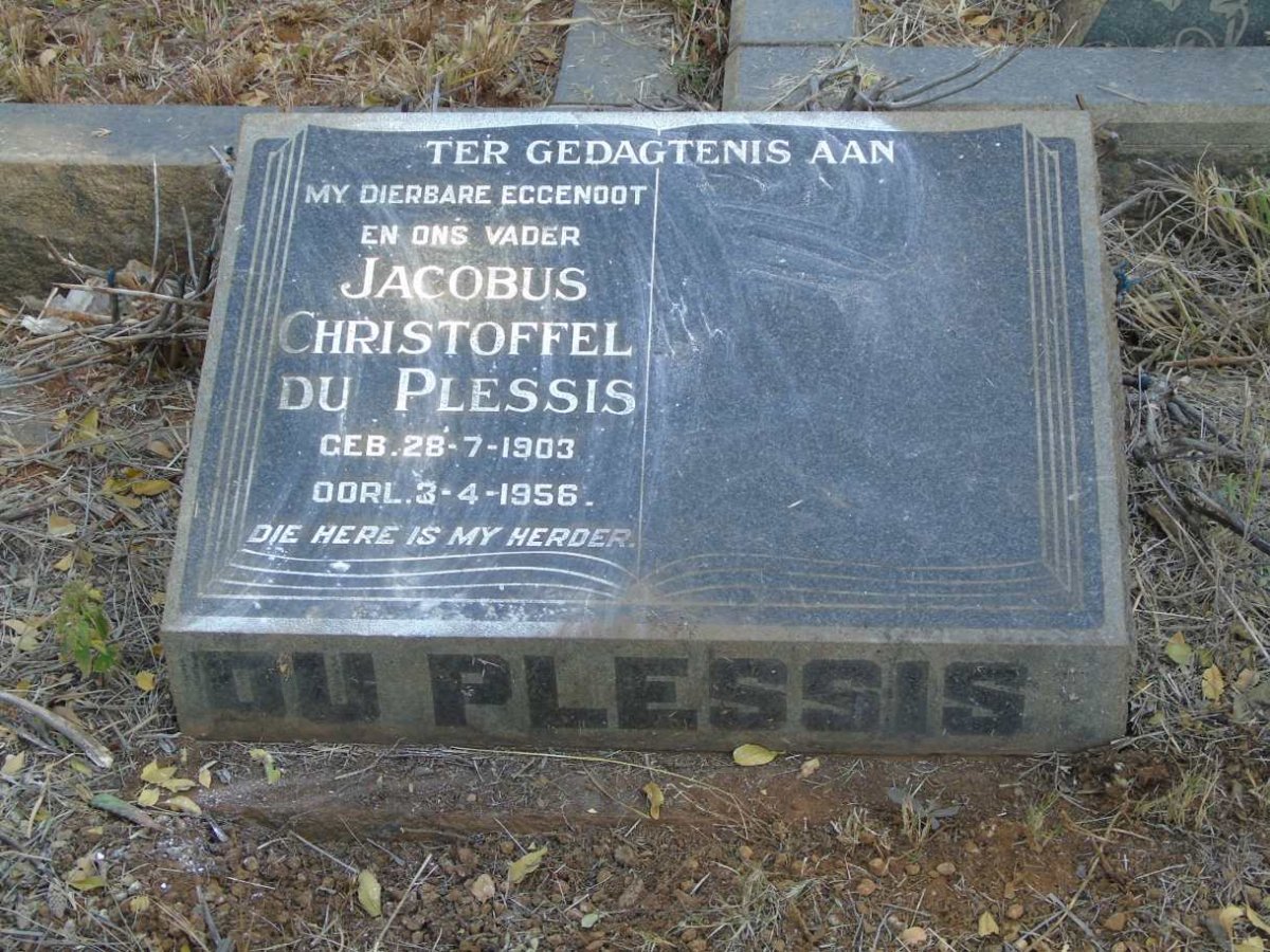 PLESSIS Jacobus Christoffel, du 1903-1956