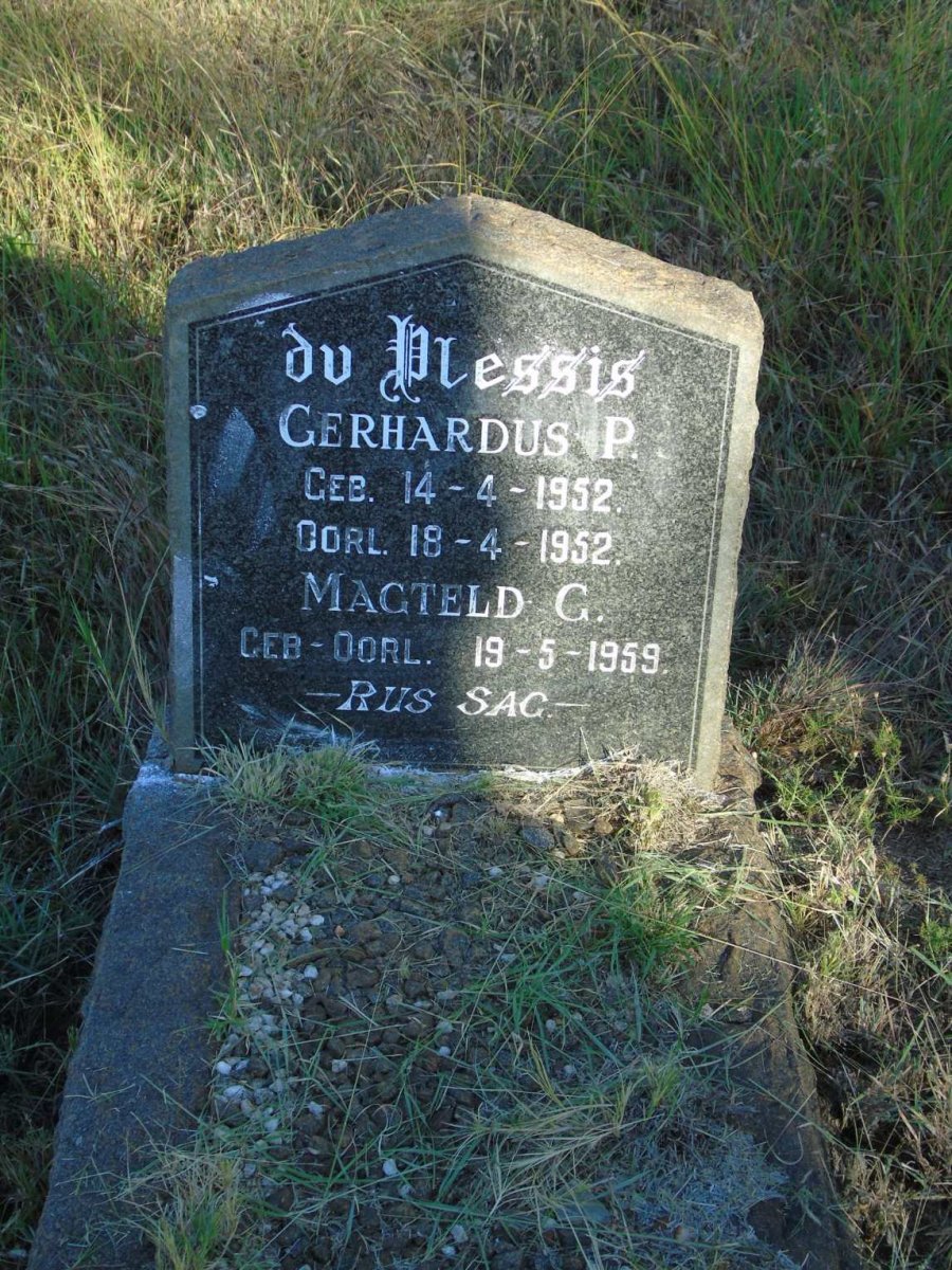 PLESSIS Gerhardus P., du 1952-1952 :: DU PLESSIS Magteld G. -1959