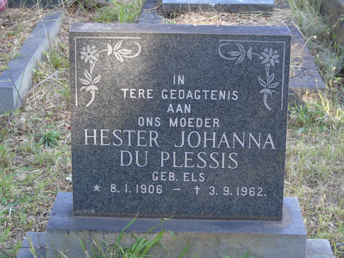 PLESSIS Hester Johanna, du, nee ELS 1906-1962