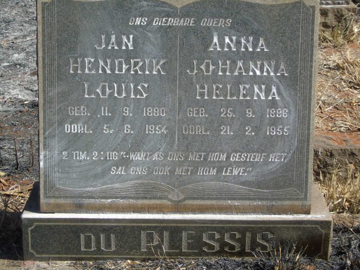 PLESSIS Jan Hendrik Louis, du 1880-1954 & Anna Johanna Helena 1886-1955