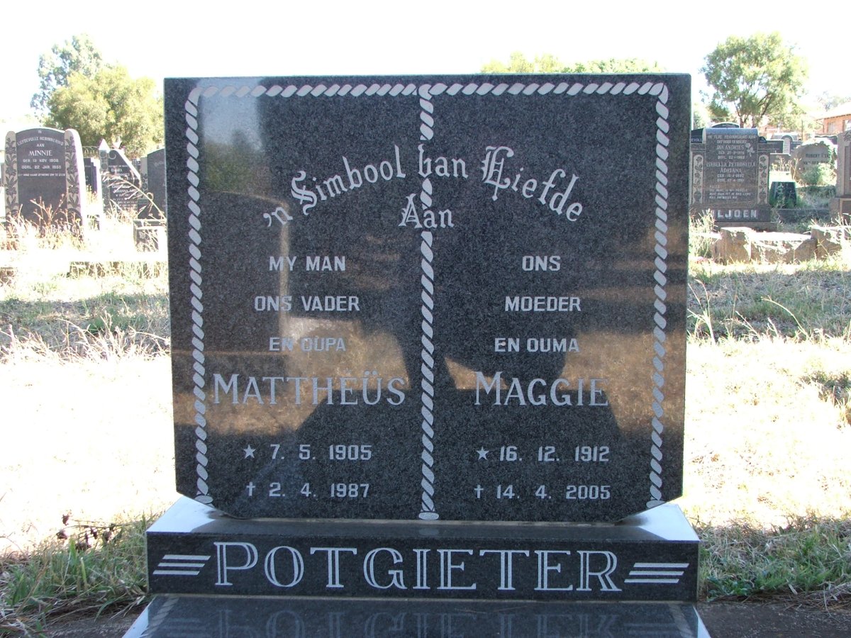 POTGIETER Mattheüs 1905-1987 &amp; Maggie 1912-2005