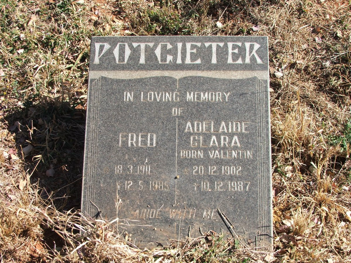POTGIETER Fred 1911-1985 &amp; Adelaide Clara VALENTIN 1902-1987