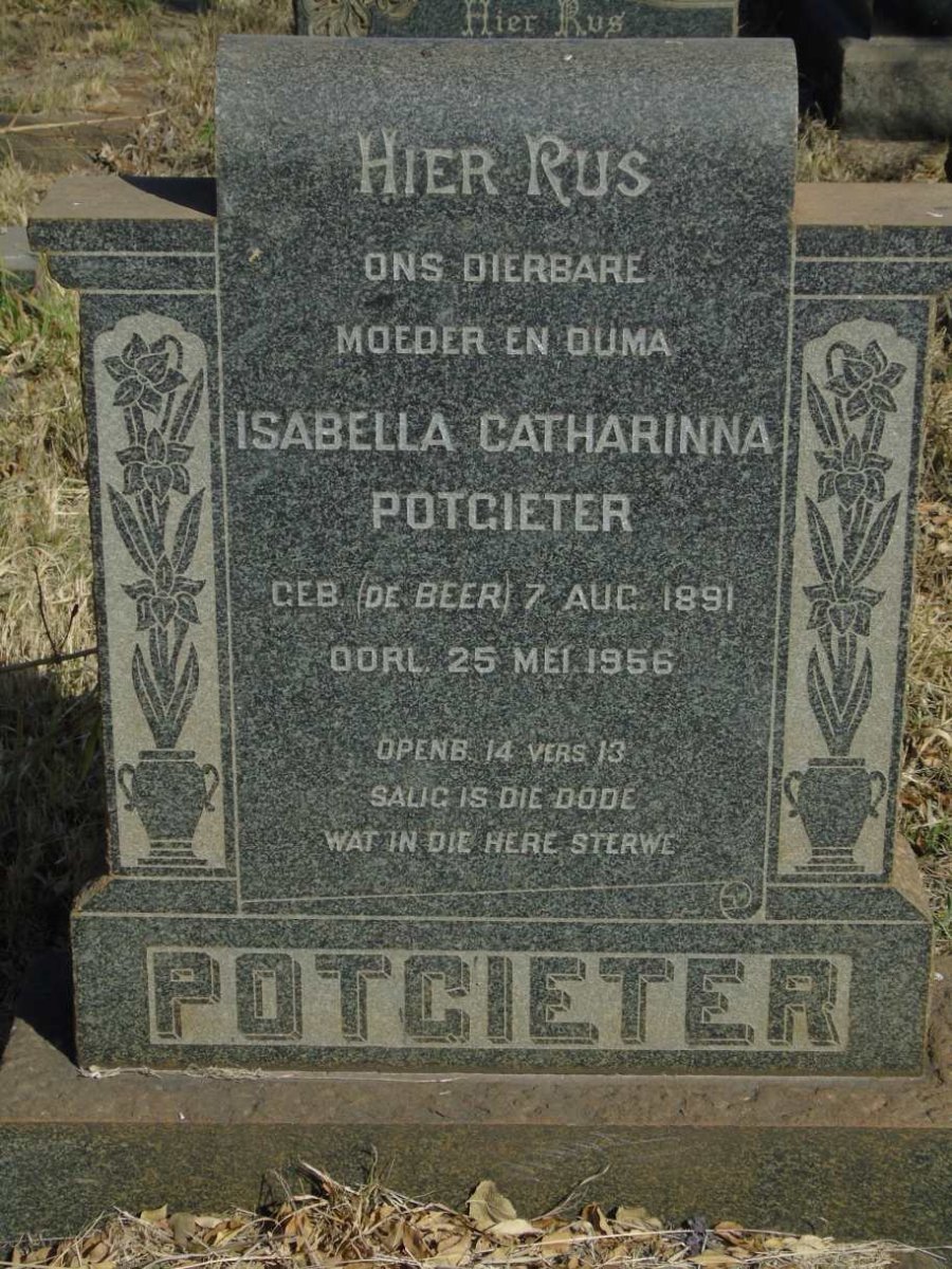 POTGIETER Isabella Catharinna nee DE BEER 1891-1956